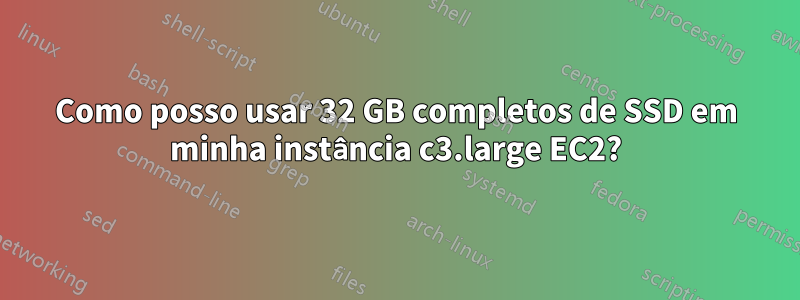 Como posso usar 32 GB completos de SSD em minha instância c3.large EC2?