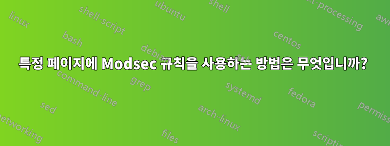 특정 페이지에 Modsec 규칙을 사용하는 방법은 무엇입니까?