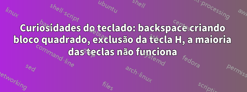 Curiosidades do teclado: backspace criando bloco quadrado, exclusão da tecla H, a maioria das teclas não funciona