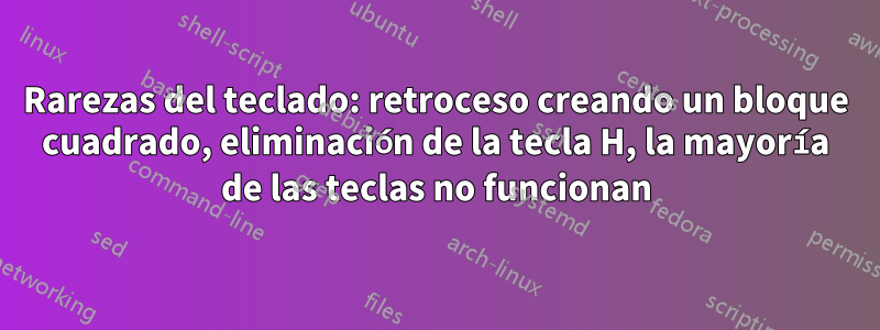 Rarezas del teclado: retroceso creando un bloque cuadrado, eliminación de la tecla H, la mayoría de las teclas no funcionan