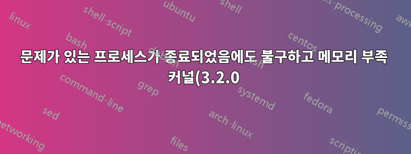 문제가 있는 프로세스가 종료되었음에도 불구하고 메모리 부족 커널(3.2.0) 패닉(Debian 7.3)