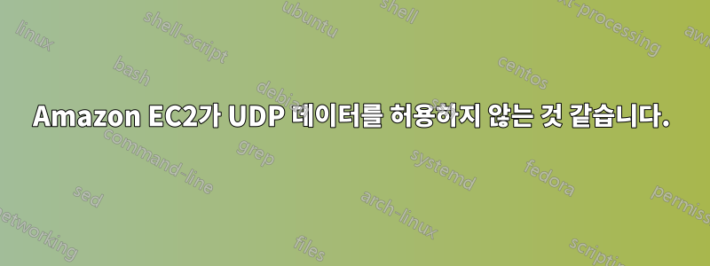 Amazon EC2가 UDP 데이터를 허용하지 않는 것 같습니다.