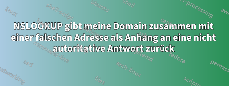 NSLOOKUP gibt meine Domain zusammen mit einer falschen Adresse als Anhang an eine nicht autoritative Antwort zurück