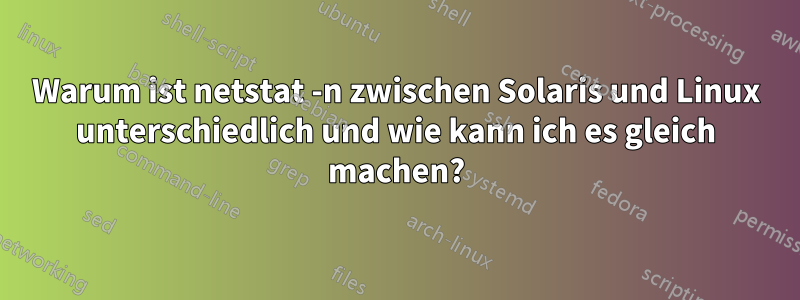 Warum ist netstat -n zwischen Solaris und Linux unterschiedlich und wie kann ich es gleich machen?