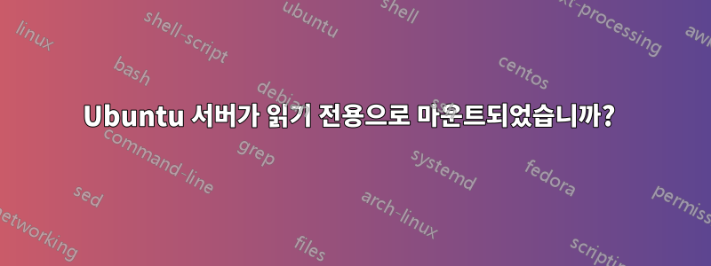 Ubuntu 서버가 읽기 전용으로 마운트되었습니까? 