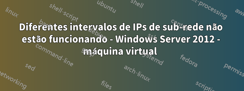 Diferentes intervalos de IPs de sub-rede não estão funcionando - Windows Server 2012 - máquina virtual 