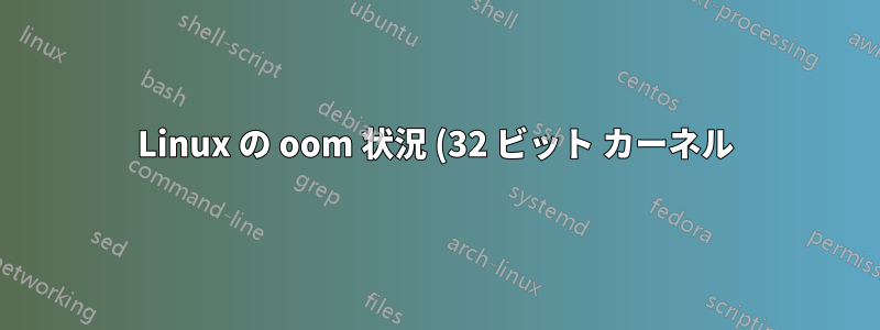 Linux の oom 状況 (32 ビット カーネル)