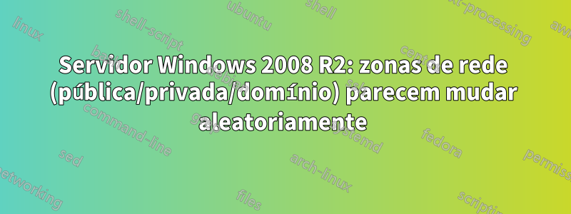 Servidor Windows 2008 R2: zonas de rede (pública/privada/domínio) parecem mudar aleatoriamente