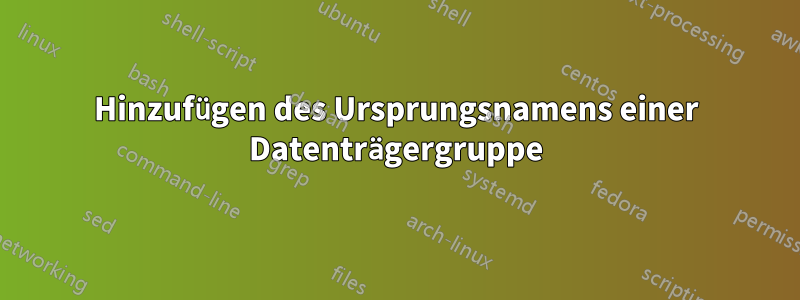 Hinzufügen des Ursprungsnamens einer Datenträgergruppe