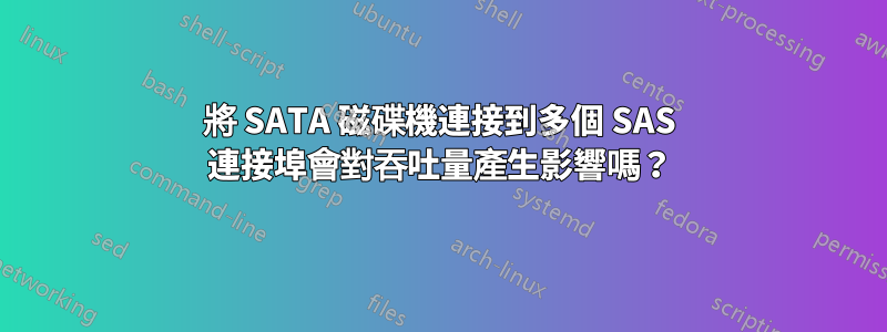 將 SATA 磁碟機連接到多個 SAS 連接埠會對吞吐量產生影響嗎？