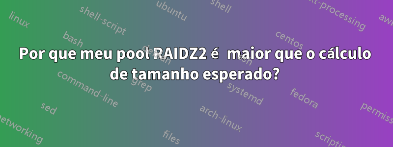 Por que meu pool RAIDZ2 é maior que o cálculo de tamanho esperado?