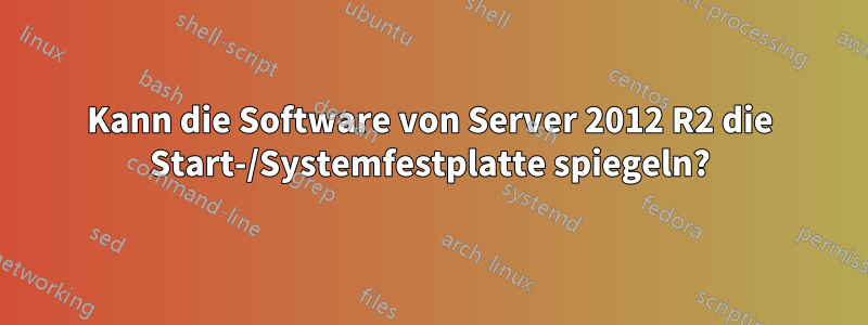 Kann die Software von Server 2012 R2 die Start-/Systemfestplatte spiegeln?