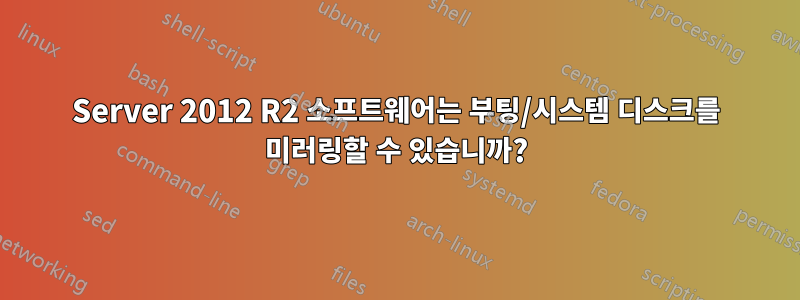 Server 2012 R2 소프트웨어는 부팅/시스템 디스크를 미러링할 수 있습니까?