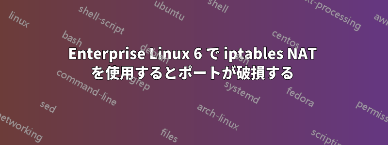 Enterprise Linux 6 で iptables NAT を使用するとポートが破損する