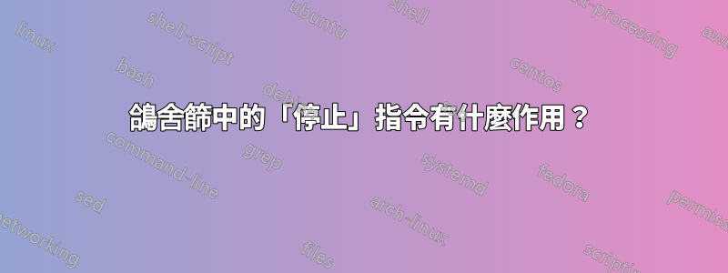 鴿舍篩中的「停止」指令有什麼作用？