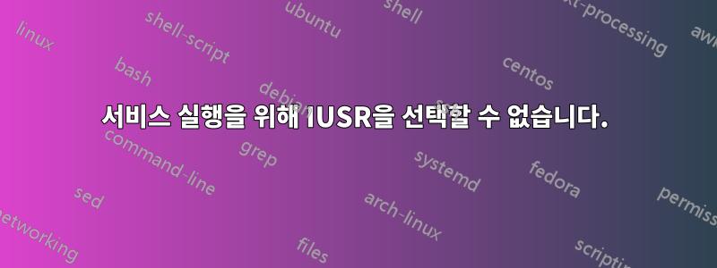 서비스 실행을 위해 IUSR을 선택할 수 없습니다.