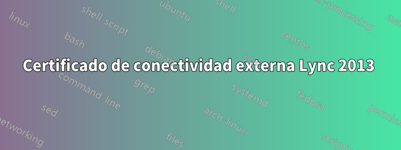 Certificado de conectividad externa Lync 2013
