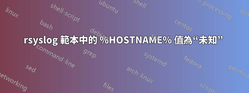 rsyslog 範本中的 %HOSTNAME% 值為“未知”