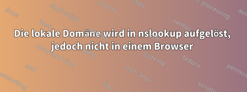 Die lokale Domäne wird in nslookup aufgelöst, jedoch nicht in einem Browser