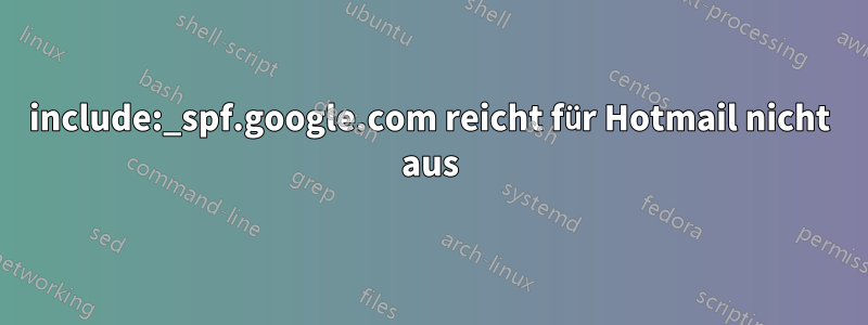 include:_spf.google.com reicht für Hotmail nicht aus