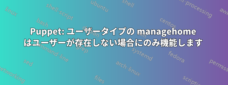 Puppet: ユーザータイプの managehome はユーザーが存在しない場合にのみ機能します