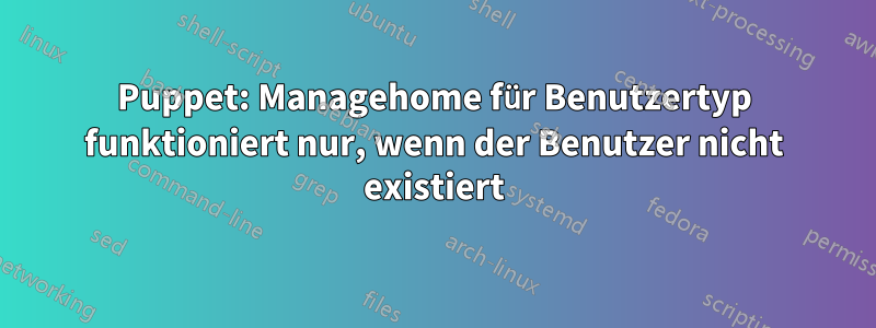 Puppet: Managehome für Benutzertyp funktioniert nur, wenn der Benutzer nicht existiert