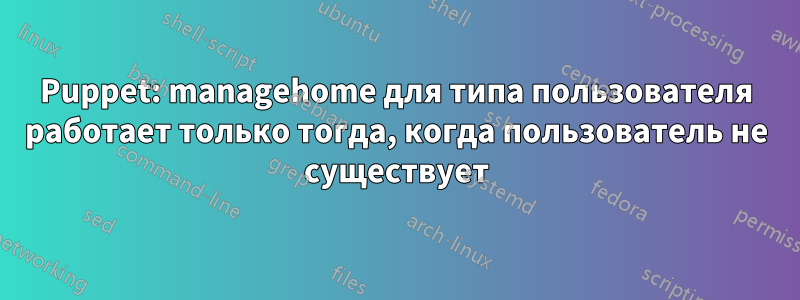 Puppet: managehome для типа пользователя работает только тогда, когда пользователь не существует
