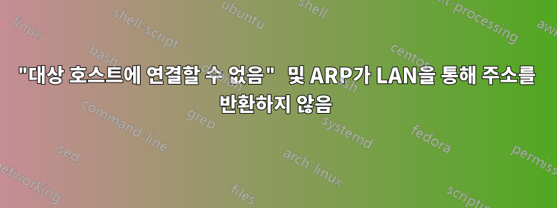 "대상 호스트에 연결할 수 없음" 및 ARP가 LAN을 통해 주소를 반환하지 않음