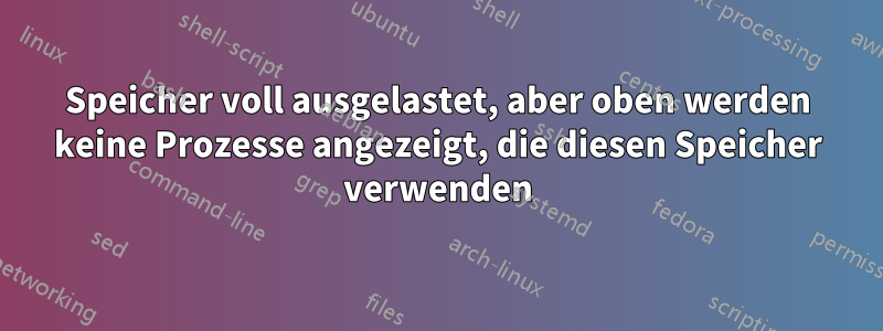 Speicher voll ausgelastet, aber oben werden keine Prozesse angezeigt, die diesen Speicher verwenden