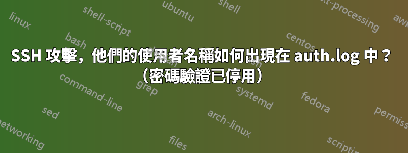 SSH 攻擊，他們的使用者名稱如何出現在 auth.log 中？ （密碼驗證已停用）