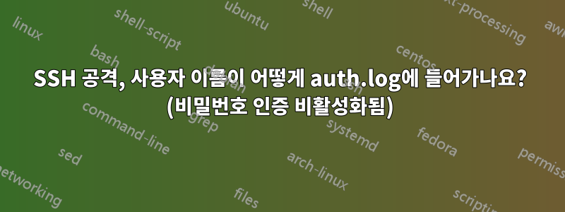 SSH 공격, 사용자 이름이 어떻게 auth.log에 들어가나요? (비밀번호 인증 비활성화됨)