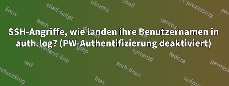 SSH-Angriffe, wie landen ihre Benutzernamen in auth.log? (PW-Authentifizierung deaktiviert)