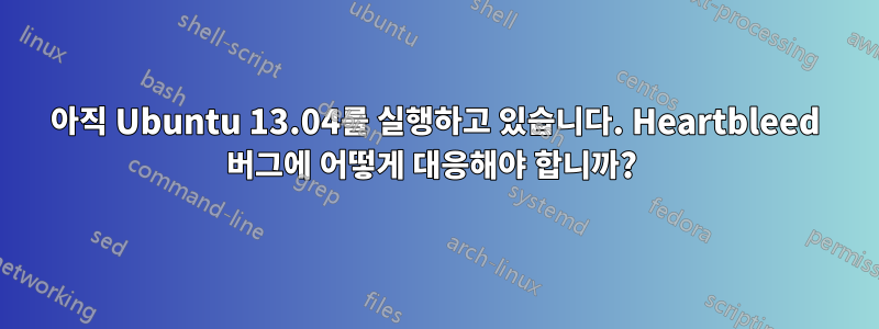 아직 Ubuntu 13.04를 실행하고 있습니다. Heartbleed 버그에 어떻게 대응해야 합니까? 