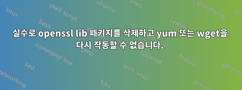 실수로 openssl lib 패키지를 삭제하고 yum 또는 wget을 다시 작동할 수 없습니다.