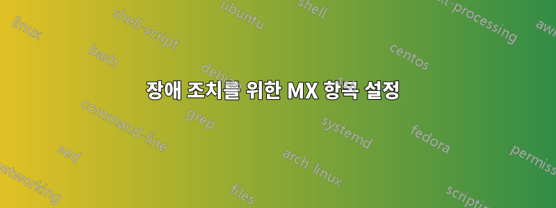 장애 조치를 위한 MX 항목 설정 