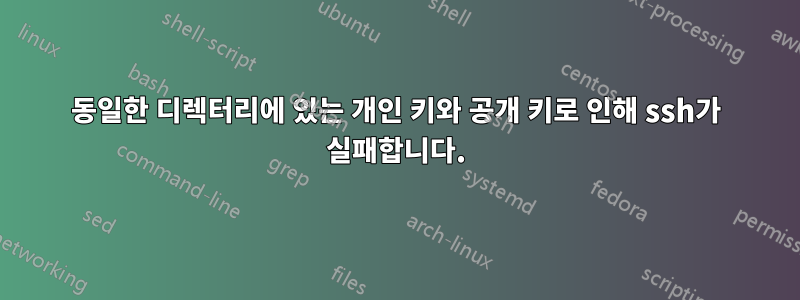 동일한 디렉터리에 있는 개인 키와 공개 키로 인해 ssh가 실패합니다.