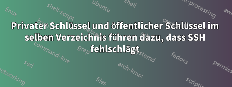 Privater Schlüssel und öffentlicher Schlüssel im selben Verzeichnis führen dazu, dass SSH fehlschlägt