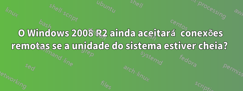 O Windows 2008 R2 ainda aceitará conexões remotas se a unidade do sistema estiver cheia? 