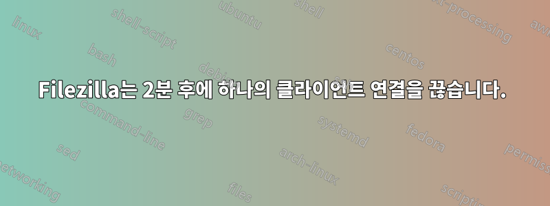 Filezilla는 2분 후에 하나의 클라이언트 연결을 끊습니다.