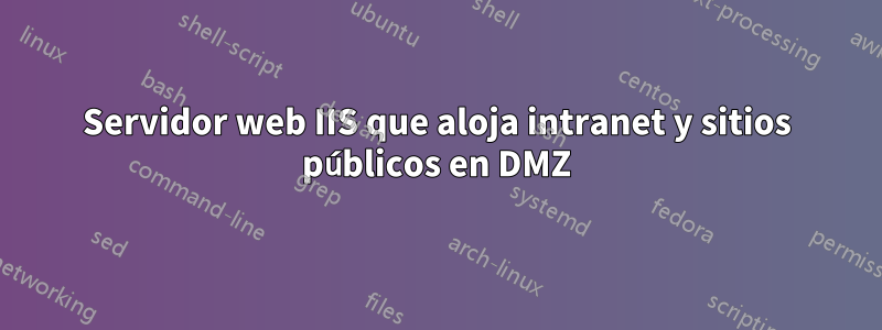 Servidor web IIS que aloja intranet y sitios públicos en DMZ