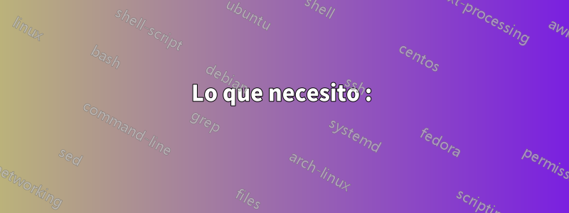 Lo que necesito :