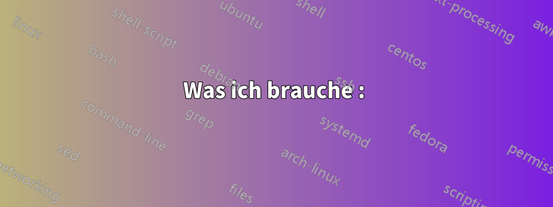 Was ich brauche :
