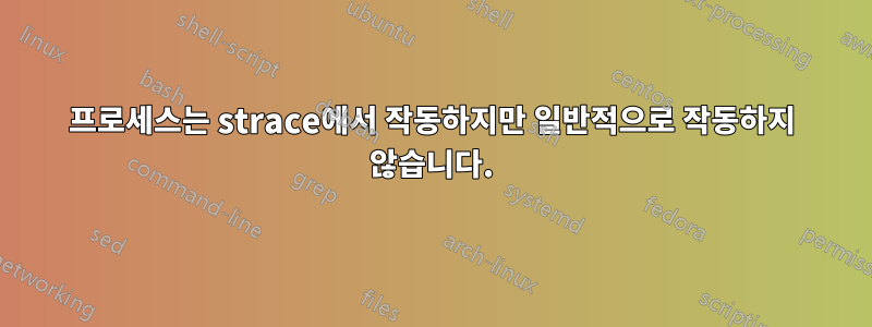 프로세스는 strace에서 작동하지만 일반적으로 작동하지 않습니다.