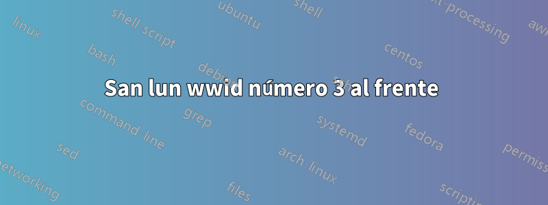 San lun wwid número 3 al frente
