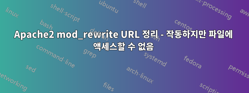Apache2 mod_rewrite URL 정리 - 작동하지만 파일에 액세스할 수 없음