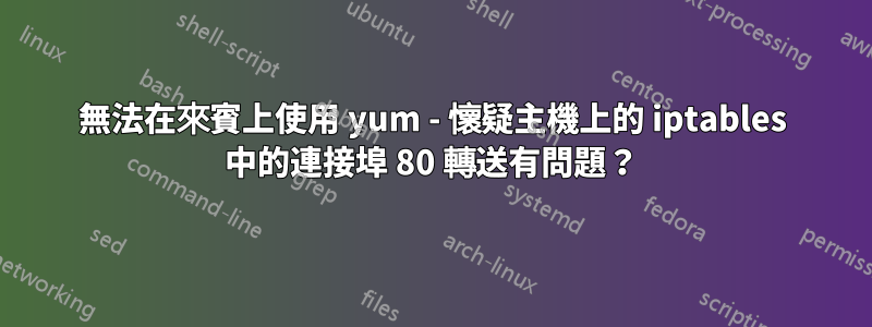 無法在來賓上使用 yum - 懷疑主機上的 iptables 中的連接埠 80 轉送有問題？