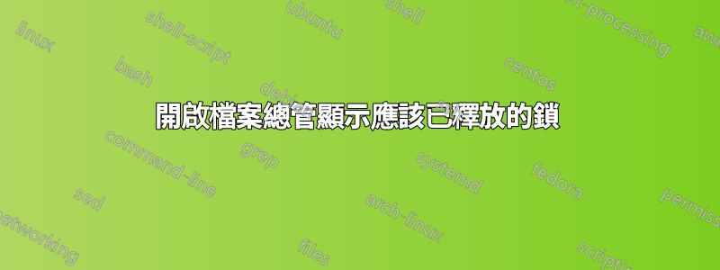 開啟檔案總管顯示應該已釋放的鎖