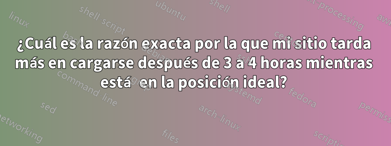¿Cuál es la razón exacta por la que mi sitio tarda más en cargarse después de 3 a 4 horas mientras está en la posición ideal?