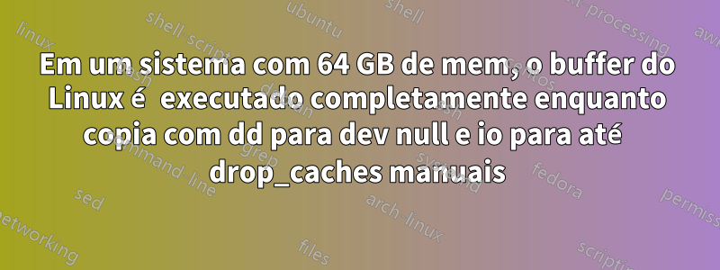 Em um sistema com 64 GB de mem, o buffer do Linux é executado completamente enquanto copia com dd para dev null e io para até drop_caches manuais