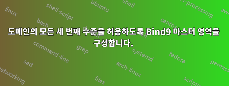 도메인의 모든 세 번째 수준을 허용하도록 Bind9 마스터 영역을 구성합니다.